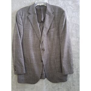Josephh Abboud 42R Unstructured Blazer Gray Window Pane Plaid Marzotto Super100s